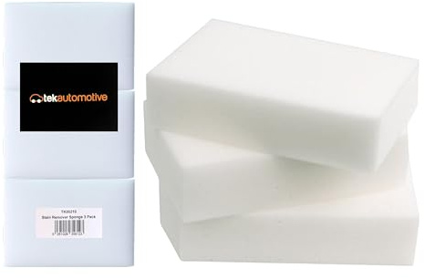 Tek Automotive Magic Eraser Sponge 3 Pack – Melamine Foam Sponges Remove Scuffs from Car Interior Trim, Vinyl & Plastic – Also Cleans Walls, Trainers, Tiles & More Without Chemicals