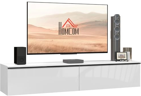 HOMCOM Mobile TV con Armadietti con Ante a Ribalta 160x35x30 cm Bianco