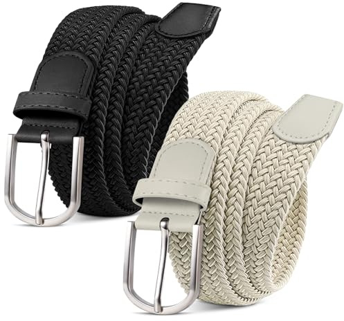 MATLAB 2 Stücke Stretchgürtel Flechtgürtel für Damen und Herren 33mm Breite