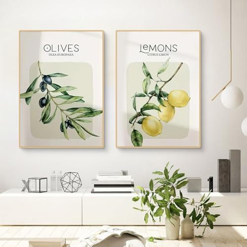 TROYSINC Ensemble de 2 posters citron, posters esthétiques citron, poster vintage citron, image murale citron, décoration murale d'Italie et de Grèce, pour salon, sans cadre (30 x 40 cm, A)