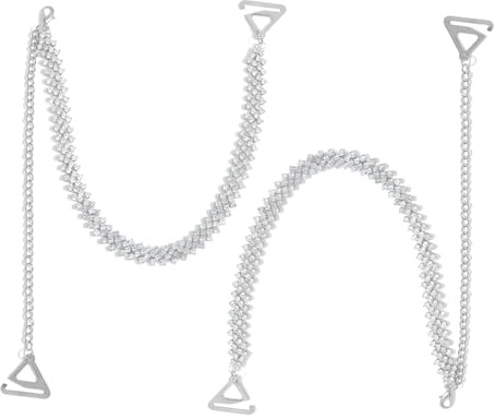 HABNI 2 Piezas Tirantes Sujetador Decorativos Tirantes De Sujetador De Diamantes De Imitación Correas Ajustables Con Purpurina Antideslizantes Y Elegantes Perfectas Para Vestidos Y Tops Ideal Plata