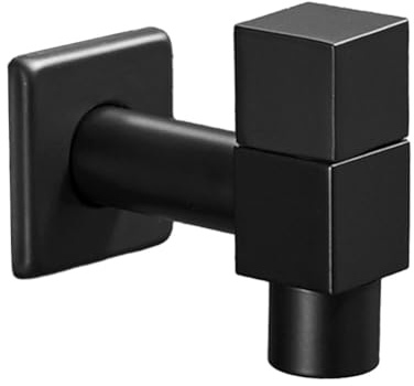 FUANA Grifo de latón negro montado en la pared para lavadora, grifo para jardín, exterior, baño, inodoro, fregona, piscina, grifos