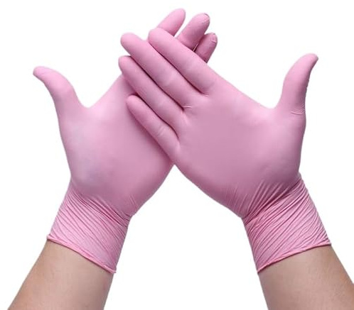 PBHOVIITG Guantes de nitrilo desechables, antideslizantes, color rosa, for cocina, limpieza del hogar, belleza, peluquería y trabajo, 20/50/100 unidades(Pink 100PCS,XS)