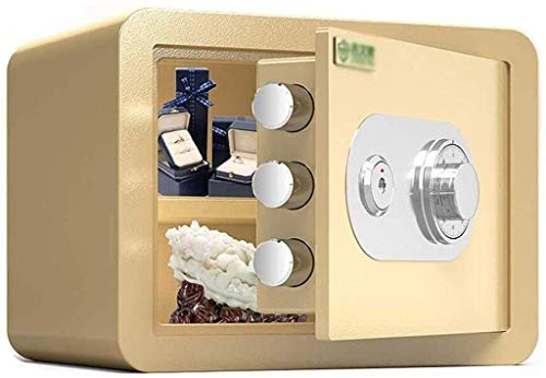 CLSDRZC Feuerfestes, wasserdichtes Haus und Schloss, Schrank, Heimbüro, 2-lagiger, massiver Stahl, doppellagiger Schutz für die Aufbewahrung von Schmuckdateien, Smart Home (Farbe: Gold) für das