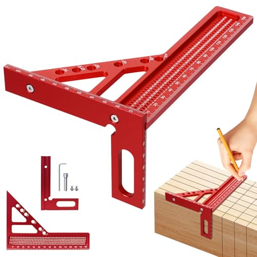 3D-Gehrungswinkel,Präzisions Messwerkzeug für Holzbearbeitung, Multifunktionaler Winkelmesser 15-90 Grad Präziser Zimmermannswinkel mit 11 Bohrlöchern, Anreißwerkzeug Winkelmesser für Tischler