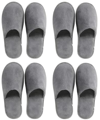 WZHHDM Hotel Slippers, 4 Pairs of Closed Toe Travel Slippers, Spa Slippers