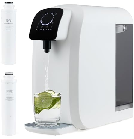 RELAX4LIFE Auftisch Osmoseanlage, Umkehrosmoseanlage Trinkwasser mit 5-stufige Filtration, 4:1 Rein zu Abfluss, RO + PPC Wasserfiltrationssystem mit UV-Licht, Wasserfilter für Küche & Büro, Weiß