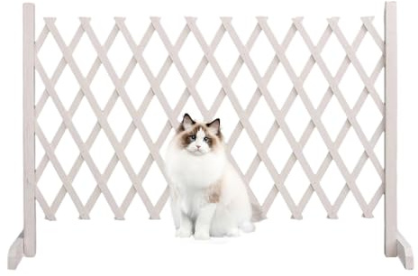 Reja retráctil para mascotas: valla expandible para perros, rejilla de madera, placa antisalto fuerte y protección de bloqueo de perros de tamaño mediano | Separador de seguridad interior para pasillo
