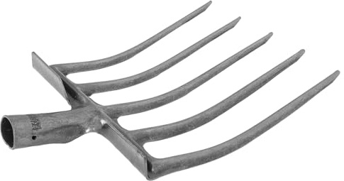 VALICLUD Testa di Ricambio Forca Agricola in Acciaio Robusto a 5 Denti Utensile Manuale per Allentare e Rivoltare Terreno Compatibile Manico in Legno per Operazioni Agricole e