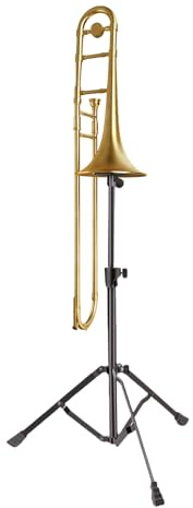 Posaunenständer Höhenverstellbar (52-80cm) - Klappbarer Posaunenhalter mit Dreibein-Stativ & Anti-Rutsch-Füßen - Stabiler Instrumentenständer für Schule, Übung & Konzert - Schwarz