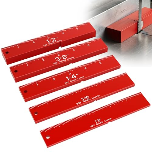 333’S Magnetic Setup Gauge Bars for Bandsaw Fence Alignment, Table Saw Fence Setup & Router Bit Height, Stackable Tool with Tooth Notch, 1/8 to 1/2