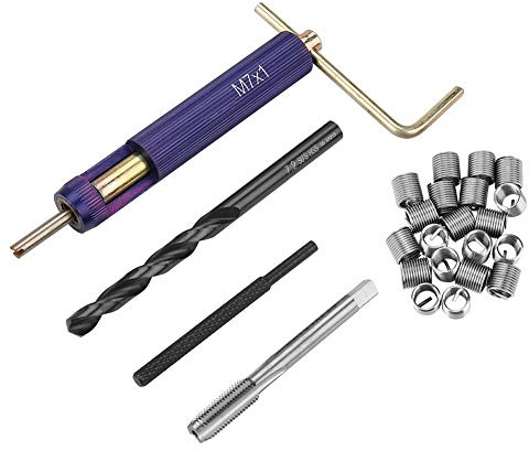 Gewindeeinsätze M7 x 1.0 Reparatur Set mit Werkzeug Installationssatz für Kabeleinsatz Komplettset zur einfachen Gewindereparatur und Installation in beschädigten Bereichen