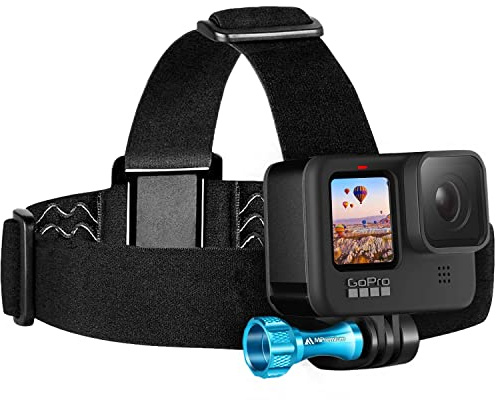 MiPremium Kopfgurt-Halterung, kompatibel mit GoPro Hero Fusion Session Black Silver Hero 13 12 11 10 9 8 7 6 5 4 3 3+ 2 1 EK7000 Sjcam Action-Kameras, elastischer, flexibler Kopfgurt