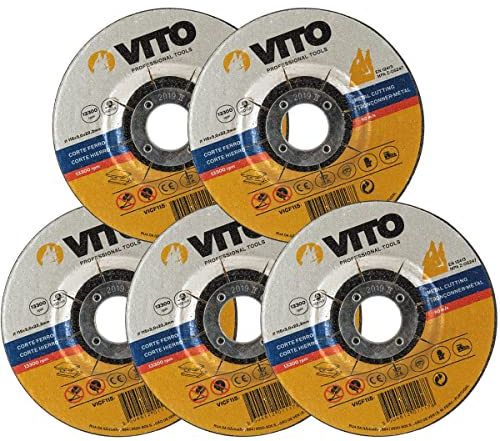 VITO - Disque à tronçonner 230mm LOT DE 5 Pièces -Alesage 22,2mm Usage intensif METAL