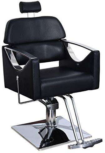 Barberpub Poltrona da parrucchiere Sedia operativa 3126BK Similpelle Nero