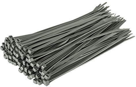 GTSE Bridas de cremallera plateadas/grises de 8 pulgadas, paquete de 100 unidades, resistencia de 50 libras, bridas de nailon fuertes resistentes a los rayos UV, envolturas de corbata autobloqueantes