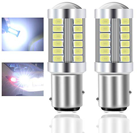 Teguangmei 1157 BAY15D P21/5W Ampoules LED de Voiture Blanc 900LM Ultra Lumineux 5730 33SMD LED Frein de Recul Arrêt Arrière Feux de Brouillard Arrière Position Feu Arrière 12-30V 3.6W-2Pcs
