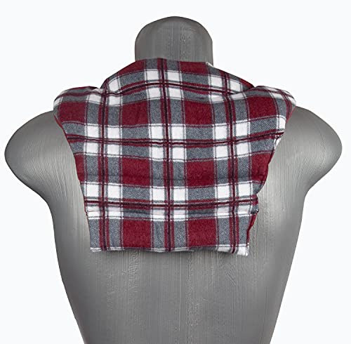 Nackenhörnchen mit Rückenteil. Flanell karo-rot. Leinsamenkissen. Nackenkissen. Rücken Wärmekissen