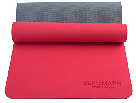BERGMANN Yogamatte mit Tragegurt, TPE Fitnessmatte rutschfeste Gymnastikmatte, umweltfreundliche Übungsmatte, Sportmatte für Yoga, Pilates Heimtraining, 183 x 61 x 0.6cm