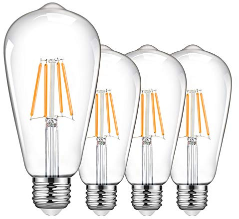 TopLeder LED E27 Edison Screw Bulb, E27 Bulb 4W (Equivalent to 40W) 2700K Warm White 470LM, Clear Glass, Non-Dimmable Pack of 4