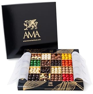 AMA Arbues Praline di Puro Cioccolato Artigianali con Ripieno, 800gr, 16 Gusti Assortiti - Confezione Regalo, Degustazione, Centrotavola, Confettata per Cerimonie, Occasioni ed Eventi Vari