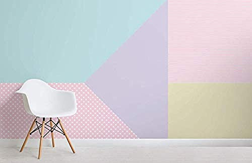 Mural De Papel Tapiz Multicolor Con Motivos Geométricos En Colores Pastel Personalización Personalizada Pared Pintado Papel Tapiz 3D Decoración Dormitorio Fotomural Sala Sofá Mural-150cm×105cm