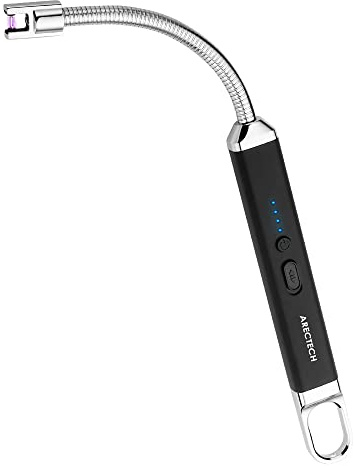 ARECTECH Electric Arc Candle Lighter Flameless Rechargeable USB Long Lighter for Candle Cooking BBQs Fireworks Black