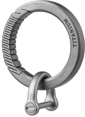 TISUR Titanium Carabiner Keychain Clip,D Key Rings for Keychains,Quick Release Keychain,Key Chain Clip for Men Women (Gray-Round)