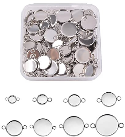 BEEFLYING 304 Cabochons aus Edelstahl, Bezels Trey Setting für die Herstellung von Schmuck, Blank Bezel, Anhänger Tablett