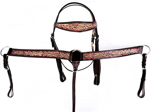 Hulara Top Grain Buff Leather Western Zaumzeug und Vorderzeug Set Headstall und Vorderzeug Western Tack Set Horse Chest Collar Western Zaumzeug Set Horse Headstall und Vorderzeug
