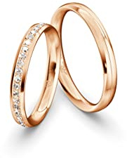 JC Trauringe Gold 333 Gold Paarpreis Poliert I Partnerringe Rotgold mit Gravur in edler Schatulle I 2 Hochzeitsringe Herrenring ohne & Damenring mit Zirkoniasteine I ICT88