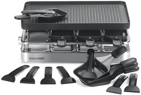 Naturamix máquina de raclette 8 personas 1200w + grill + tortitas rac.indus-8