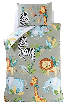 Rapport Home Rumble In The Jungle - Juego de Funda de edredón Infantil (Individual), Color Verde