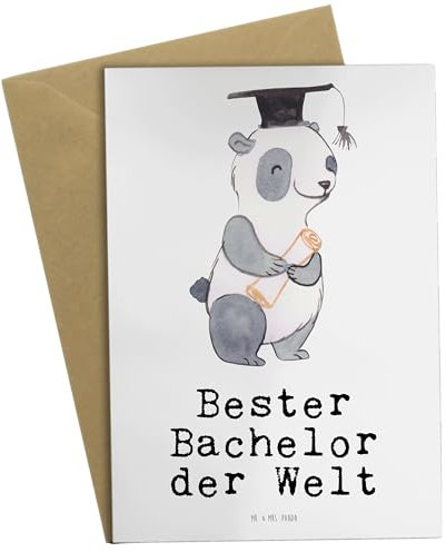 Mr. & Mrs. Panda Grußkarte Panda Bester Bachelor der Welt - Geschenk, weihnachtskarten, einladungskarten, Lustig, Grußkarten, Universität, Studium, Spaß, Uni, genesungskarte, Geschenkidee, osterkarten