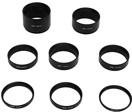 8 Stück M48 x 0,75 Verlängerungsrohr-Set für Teleskopfotografie | Aluminiumlegierung Verlängerungsringe 3-30mm Brennweite Abstandshalter Astrophotografie