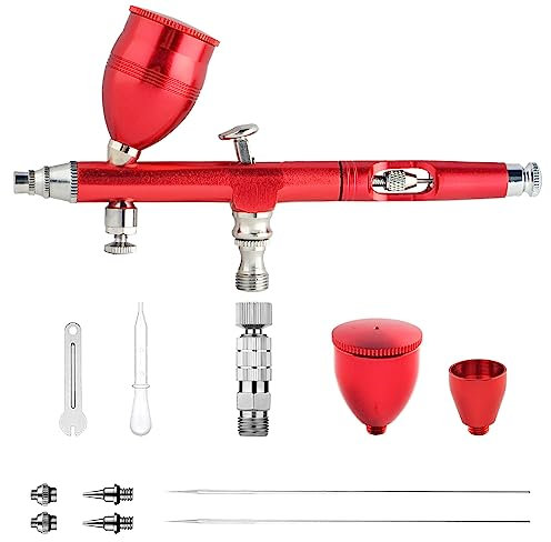 Magicrose Dual-Action Gravity Feed Airbrush Kit,2cc 5cc 13cc Fluid Cup 0.2&0.3&0.5mm Needle Nozzle Set Dual Action Airbrush Spray Paint Gun Kit Airbrush Paint Kit for Art Craft Paint Hobby Model