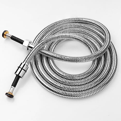 SHANFO Tubo Doccia 2,5 metri, Flessibile Doccia in Acciaio Inox, Antitorsione, Connettori Universali G1/2, Interfaccia In Ottone, Cromato, Z1OK