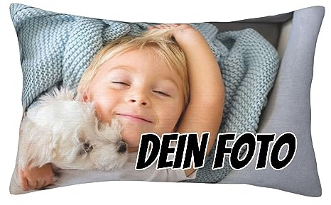 Personalisierter Rechteckiger Kissenbezug mit Foto, Kissenhülle Selbst Gestalten mit Eigenem Bild und Text, Weicher Fotokissenbezug als Geschenk für Paar, Familie, Haustier, Geburtstag Valentinstag