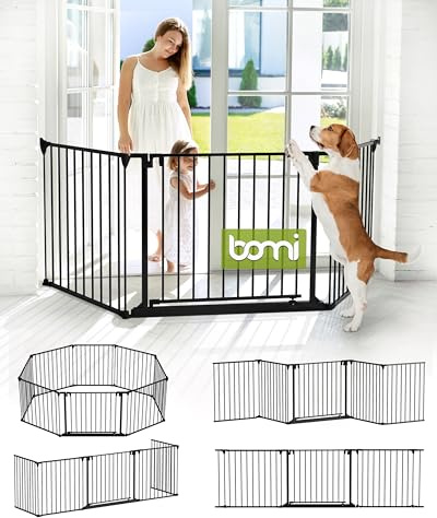 BOMI Treppenschutzgitter Milo bis 525 cm | Extrabreite Tür: 75 cm Durchgang | 90° Stop | Schließt automatisch | Über 500cm in Schwarz | Treppenschutzgitter Türgitter Klemmgitter