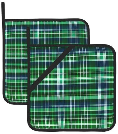 Porta forno con stampa scozzese blu e verde scozzese presine per cucina caldo pastiglie resistenti al calore per cottura cottura