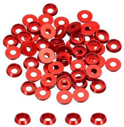 QUARKZMAN Pz60 Rondelle Coniche M3 Viti Diametro Foro 3mm/0.12 Rosso | Alluminio, Rondella Testa Tazza Vite, Rc/Fpv/Pc/Drone/Accessori Meccanici Parti Modello
