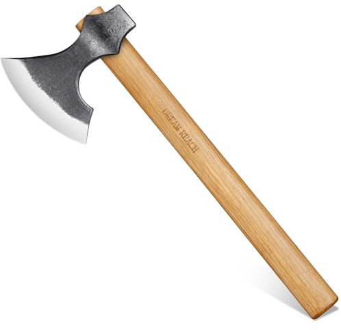 Dream Reach Beil Axt Klein - Wikinger Axt mit Gerader Holzgriff, Äxte Holz Spalten Camping Beil Outdoor für Garten Männer Geschenke