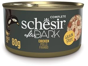 Schesir After Dark, kycklingfiléer, komplett våt mat för katter (12 burkar x 80 g)