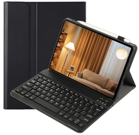 leleyo Funda con teclado para tablet Lenovo Tab M8 de 8 pulgadas, cubierta inteligente magnética con teclado Bluetooth inalámbrico extraíble para Lenovo Tab M8, color negro