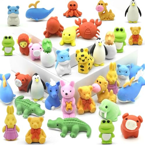 Mooshy 25 Stück Radiergummi Kinder, Lustig Radiergummi Tiere Niedliche Mini Bleistift aus Kunststoff für Party Geburtstag Party, Spielepreise, Belohnungen Im Klassenzimmer