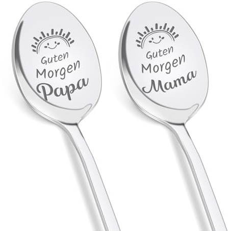 Tulolvae Weihnachtsgeschenke für Mama und Papa, 2 Stücke Kaffeelöffel Geburtstagsgeschenk für Eltern, Muttertagsgeschenke Vatertagsgeschenk für Mutter Vater, Weihnachten Vatertag Muttertag Geschenk