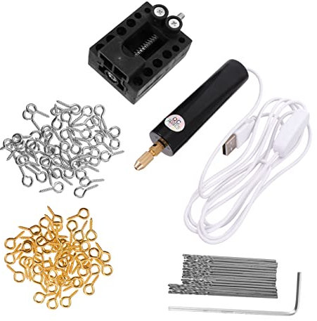 Homoyoyo USB Charging Electric Drill Kit, Mini Abs Electric Rotary Tool for Hole Drilling, Easy to Use, DIY Tool for Walnuts and Beads