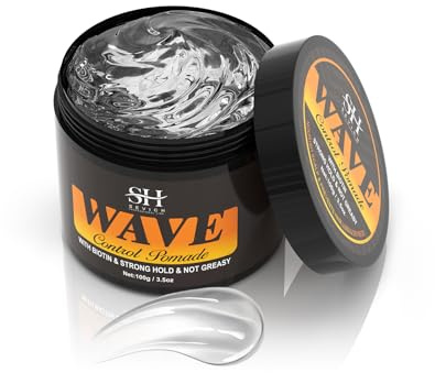 SEVICH 360° Wave Control Pomade for Men - Strong Hold Hair Styling Gel with Biotin, Water-Based Formula - Natural Wave Grease for Coarse, Medium & Straight Hair (100g/3.5oz)