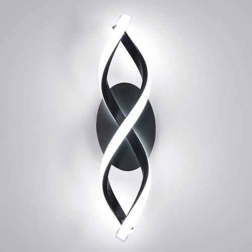 DELIPOP Applique LED Parete Interno, 16W 1800LM Lampada da Parete 6500K | Moderna Creativo Lampada a Muro Nero per Soggiorno, Camera da Letto, Scale, Corridoio e Studio