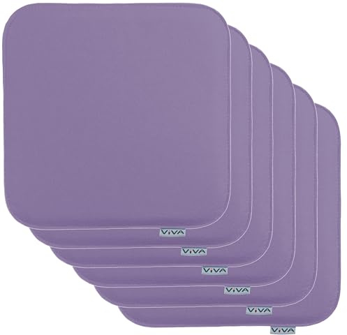 Brandsseller 6er Set Sitzkissen aus Filz 35x35x2 cm – Robuste Stuhlauflagen für innen und außen, eckiges Sitzpolster, strapazierfähiges Kissen für Stühle - Lila